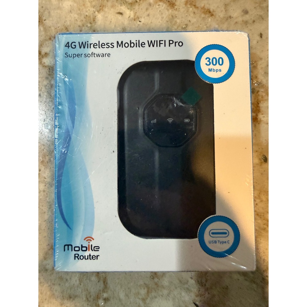 4G Wireless Mobile WIFI Pro 300Mbps Portable MIFI Router USB Type C Black